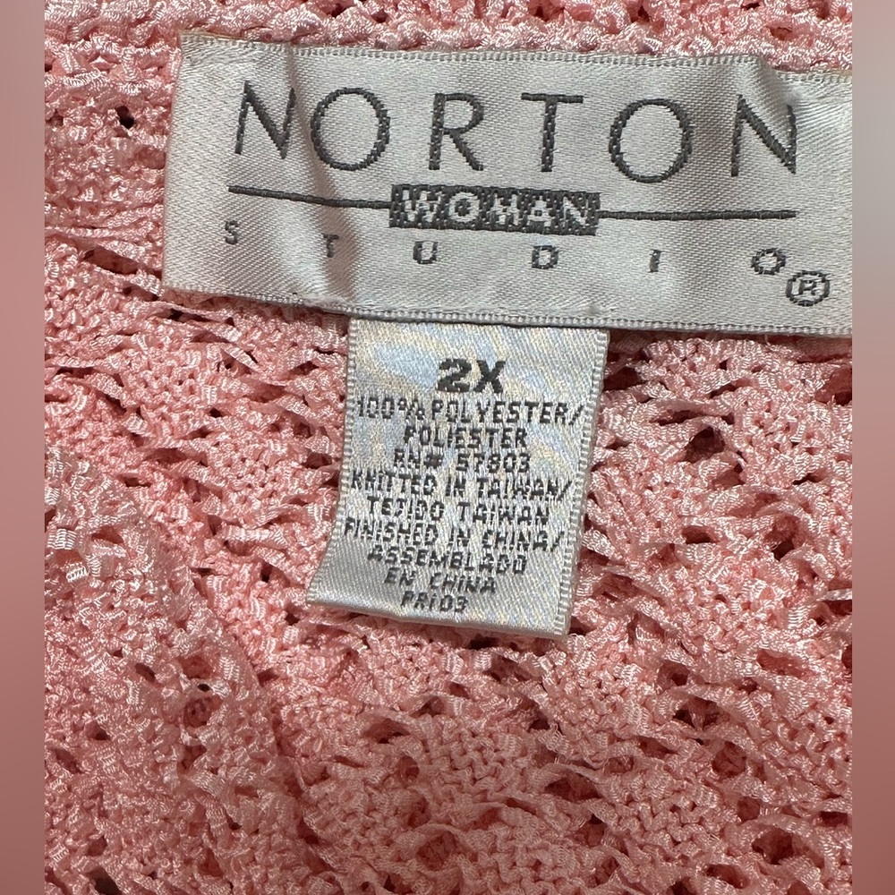 Norton Studio Women’s Vintage Pink V-Neck Knit Sweater Cardigan 2X Cottagecore - Picture 6 of 8